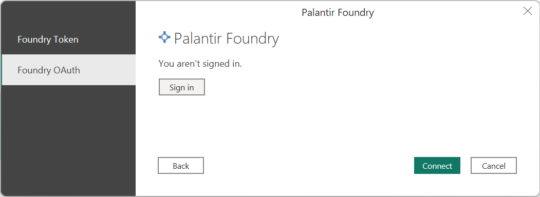 Снимок экрана: проверка подлинности Palantir Foundry.