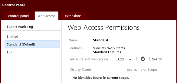 Группы доступа для Team Web Access