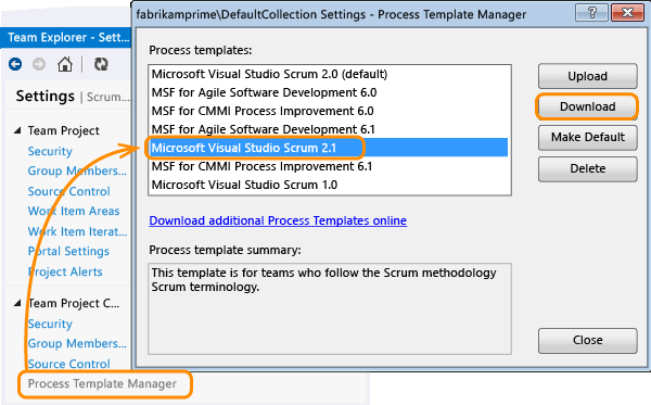 Download process template