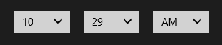 Элемент управления TimePicker, показывающий время 10:29.