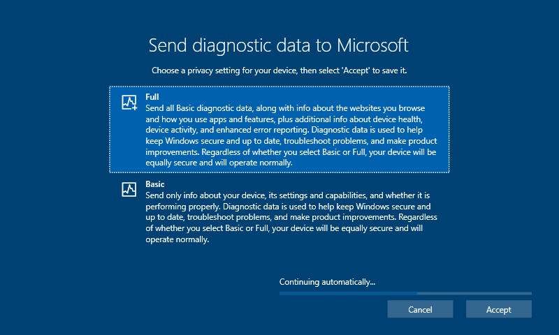 Diagnostic settings for OOBE