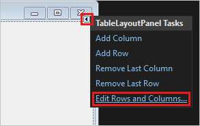 Screenshot shows TableLayoutPanel tasks.