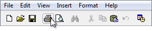 Снимок экрана: выбранная кнопка принтера на панели инструментов 