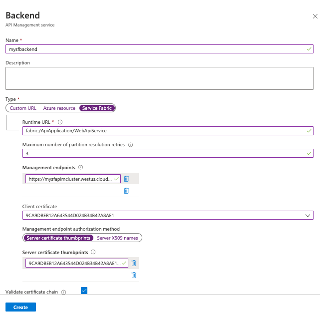 Skapa en service fabric-serverdel