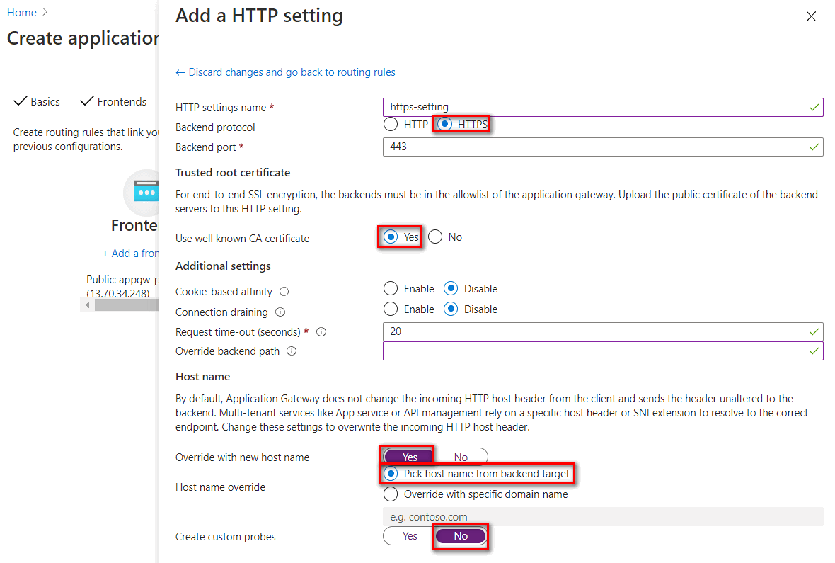 Skärmbild av dialogrutan **Lägg till en H T T P-inställning**.