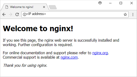 Standardversion av NGINX-webbsida