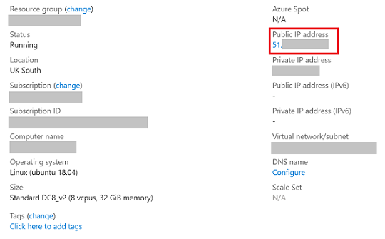 IP-adress i Azure Portal
