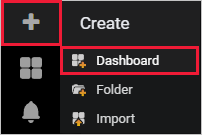 Skärmbild av menyn Grafana-inställningar med instrumentpanelsalternativet markerat.