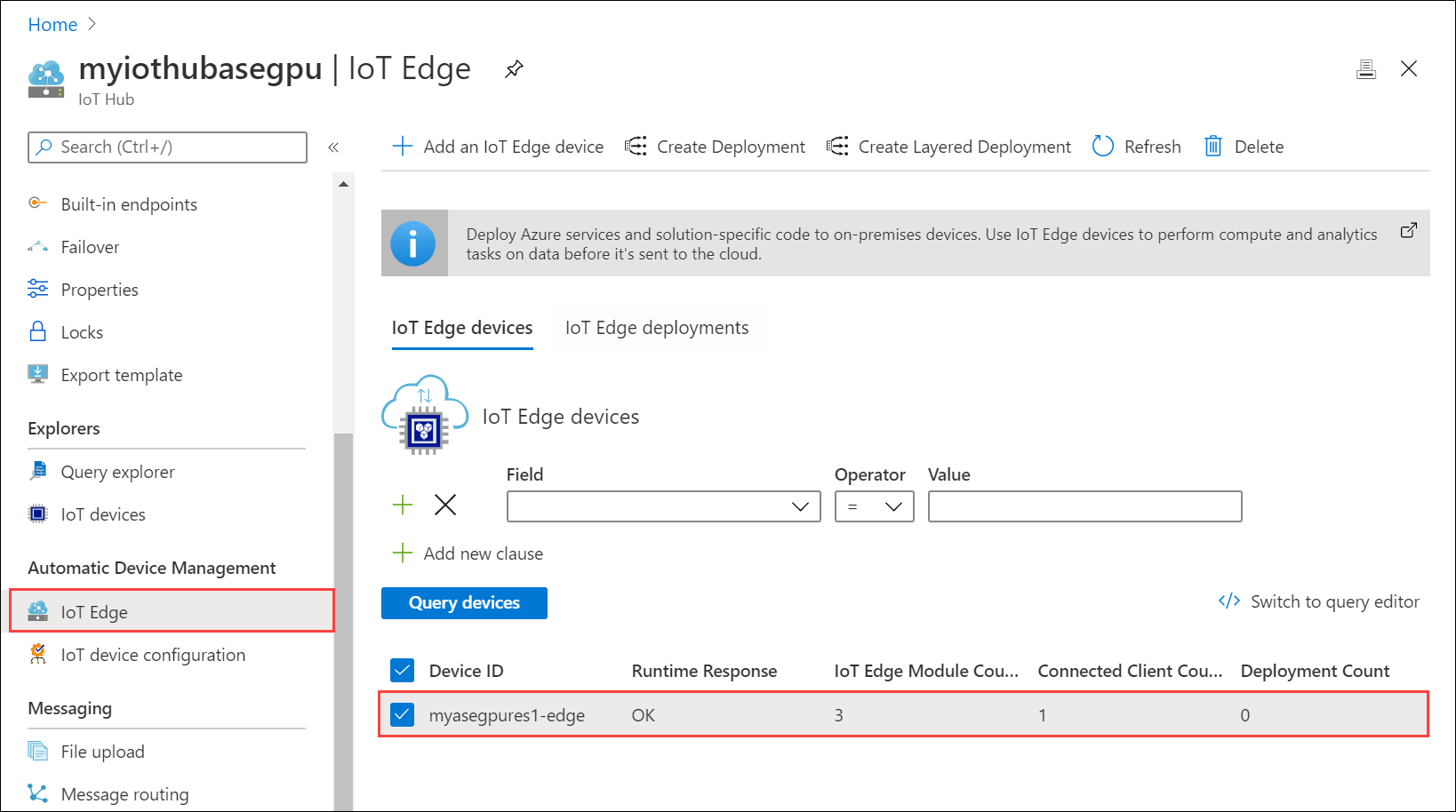 Välj IoT Edge-enhet