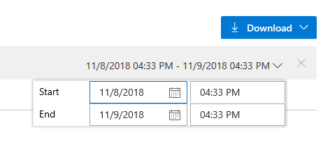 Skärmbild som visar granskning av postfilter efter datum och tid.