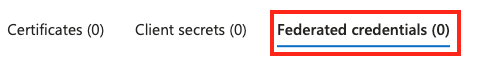 Skärmbild som visar fliken med federerade autentiseringsuppgifter.