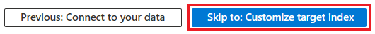 Skärmbild som visar hur du hoppar till fliken Anpassa målindex i guiden Importera data.