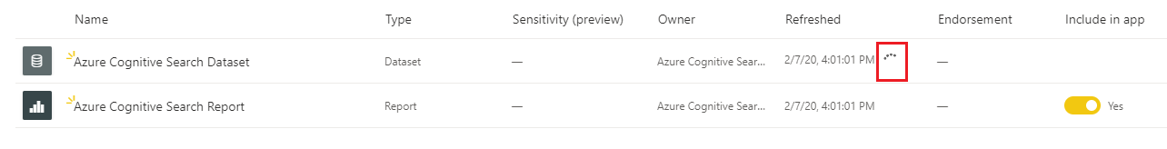 Skärmbild som visar hur du läser informationen på sidan för datauppdatering.