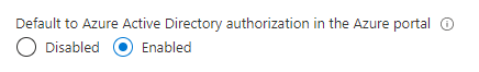 Skärmbild som visar hur du konfigurerar standardauktorisering för Microsoft Entra i Azure Portal för befintligt konto