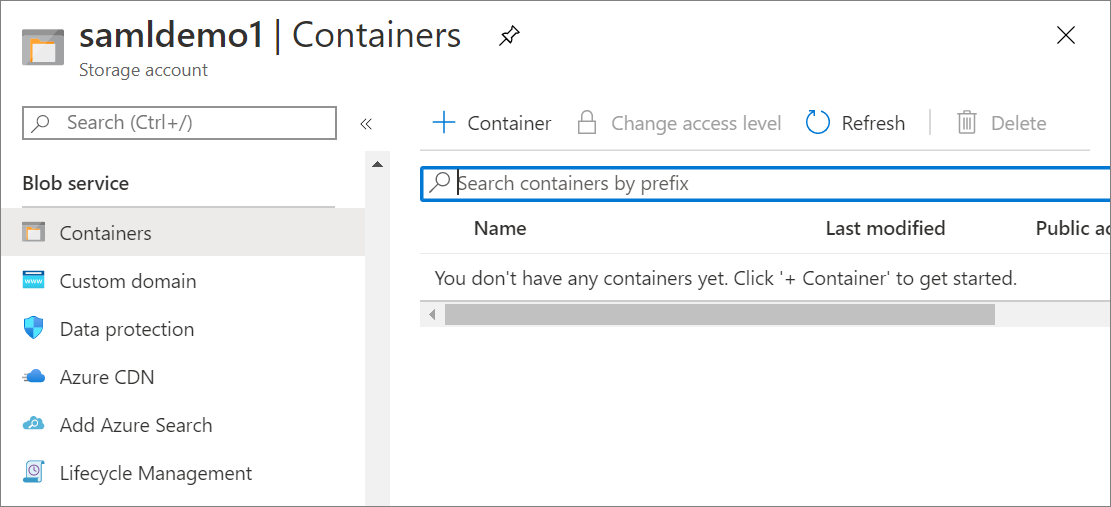 Skapa bloblagringscontainer för indata