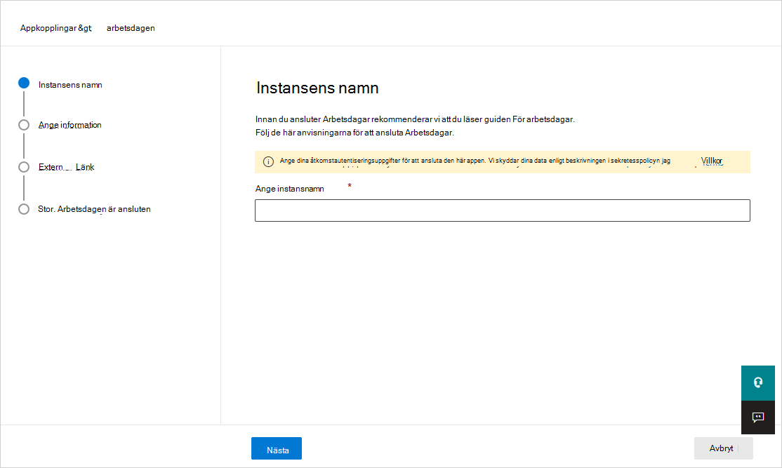 Skärmbild av att lägga till instansnamn.
