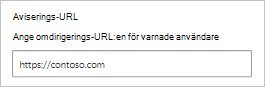 Skärmbild som visar hur du konfigurerar meddelande-URL.