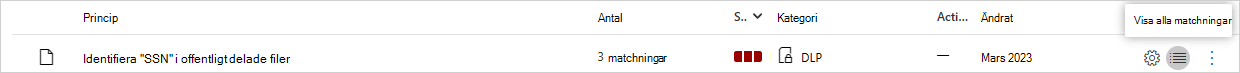 Skärmbild av PCI-exempelmatchningar.