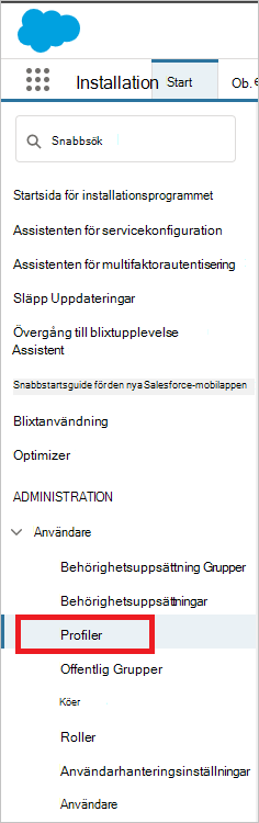 Salesforce hanterar användarprofiler.