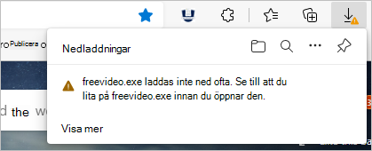 SmartScreen har inte tillräckligt med ryktesinformation om nedladdningsfilen och varnar användaren att sluta eller fortsätta med försiktighet.