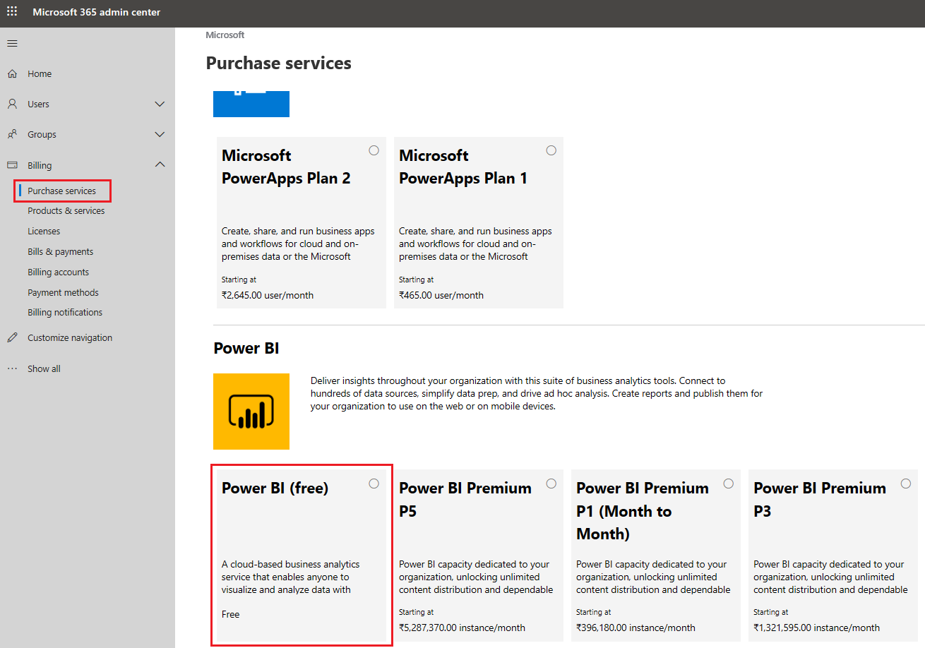 Power BI-prenumeration (kostnadsfri).