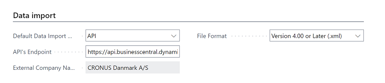 Den nya snabbfliken Dataimport på affärsenhetskortet