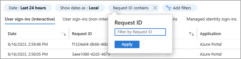 Skärmbild av filteralternativen med ett fält för att ange filterinformationen öppen.