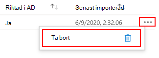 Skärmbild som visar hur du tar bort grupprincipobjektet (GPO) som du har importerat i grupprincip analyzer i Microsoft Intune och Intune administrationscenter.