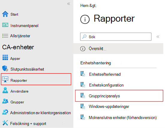 Skärmbild som visar hur du granskar rapporten och utdata för importerade grupprincipobjekt med hjälp av grupprincip analys i Microsoft Intune och Intune administrationscenter.