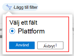 Skärmbild som visar den filtrerade listan över filter efter plattform i Microsoft Intune.