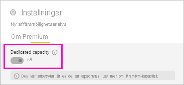 Skärmbild av Premium-kapacitet på.