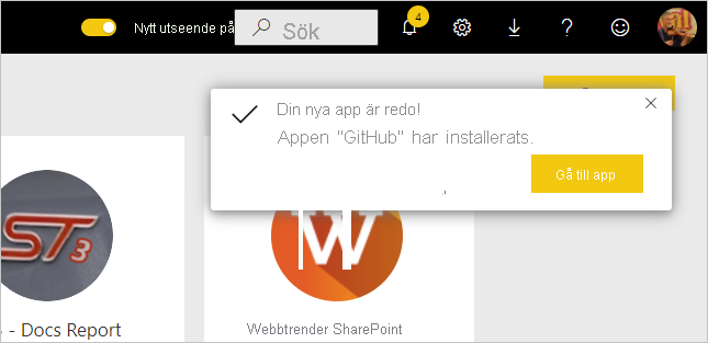 Screenshot of the notification that appears after installation completes.