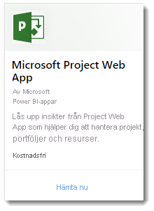 Skärmbild som visar Microsoft Project-webbapp.