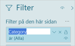 Skärmbild av fönstret Filter som markerar filterrubriken.