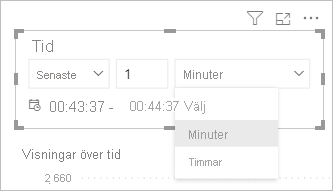 Skärmbild som visar tidsfönsteralternativ för ett filterkort.