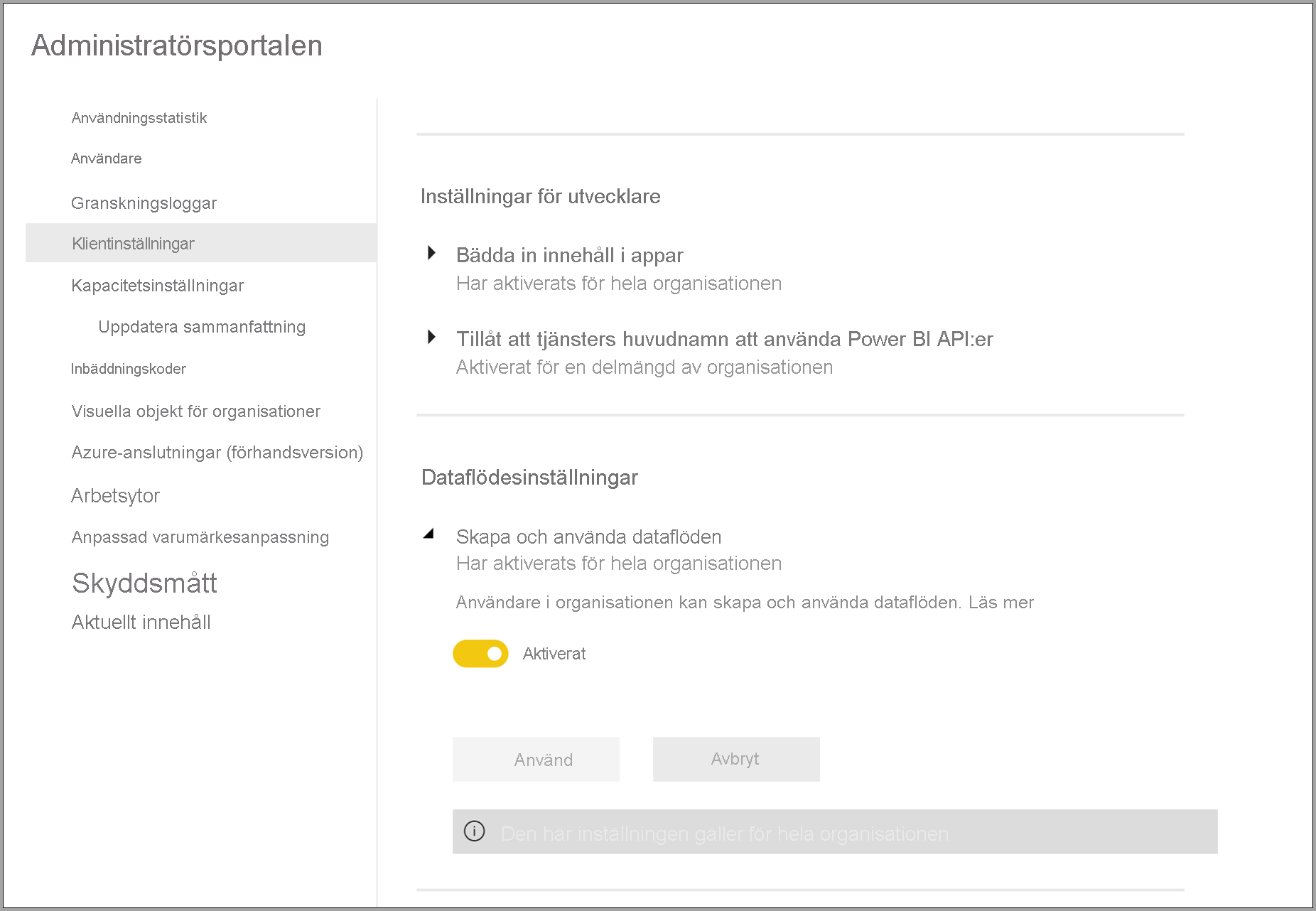 Administratörsportal för dataflöden i Power BI Premium