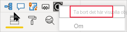 Skärmbild av alternativet att ta bort en visualisering från visualiseringsfönstret.