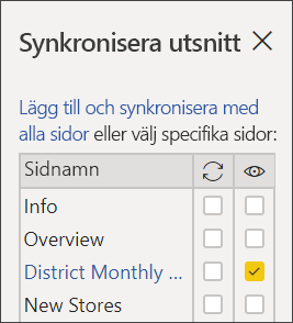 Skärmbild av Sync District Monthly Sales-utsnittet.