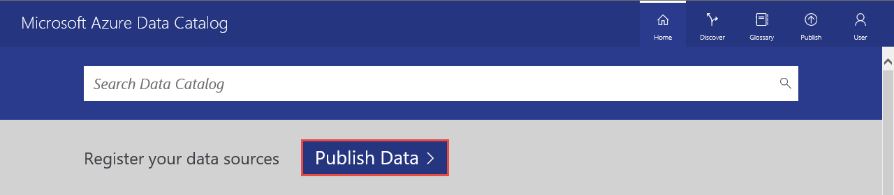 Datakatalogen är öppen med knappen Publicera data markerad.