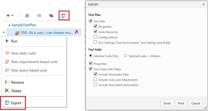 Export Test Artifacts