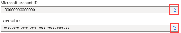 Skärmbild av en kopieringsvärdeknapp i ett fält.