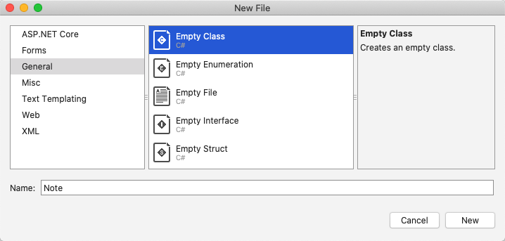 Add Note Class