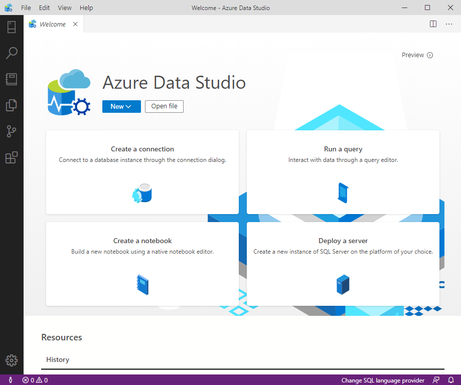 Skärmbild som visar Azure Data Studio.