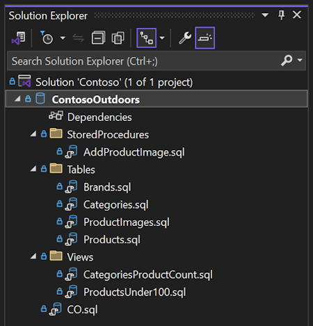 SQL-projekt i SDK-format i Solution Explorer