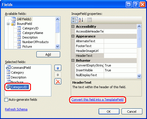 ImageField'i TemplateField'e Dönüştürme