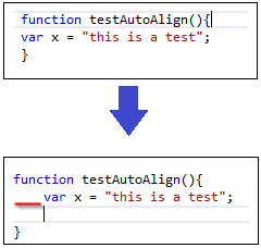 JavaScript kodu otomatik olarak hizalandı