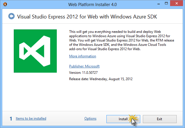 Visual Studio Express'i yükleme