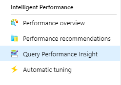 Azure portalı kaynak menüsündeki Sorgu Performansı İçgörüleri'nin ekran görüntüsü.