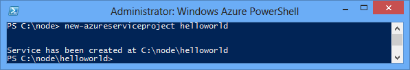 New-AzureService helloworld komutunun sonucu