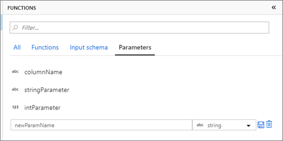 Yeni parametrelerin eklendiği Parametreler sekmesindeki parametreleri gösteren ekran görüntüsü.